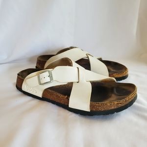Birkenstock Birkis Criss Cross White Strap Sandals sz 39